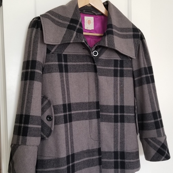 Tulle Cropped Wool Swing Coat - Picture 2 of 7